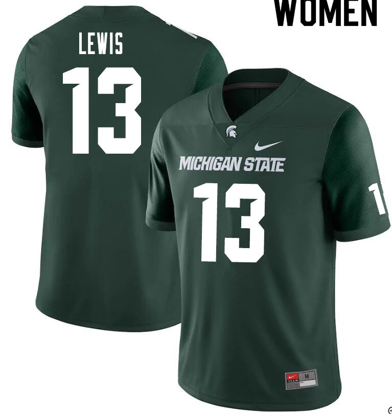 Women #13 Marcel Lewis Michigan State Spartans College Football Jerseys Sale-Green